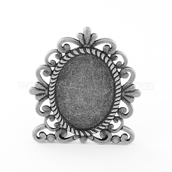 Tibetischen Stil Legierungsspiegel cabochon Fassungen TIBEP-S293-081AS-LF