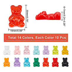 140 Stück 14 Farben Harz Cabochons CRES-NB0001-24