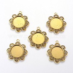 Tibetischen stil Anhänger Fassungen für Cabochons X-TIBE-A21387-AG-FF