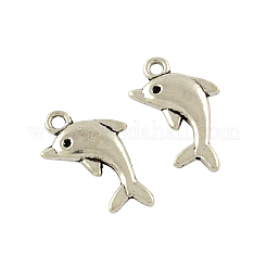 Tibetischer Stil Legierung Delphin Anhänger Fassungen für Strasssteine TIBEP-Q043-344-RS