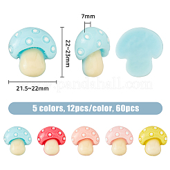 60 Stück 5 Farben undurchsichtige Harz-Cabochons RESI-DC0001-20