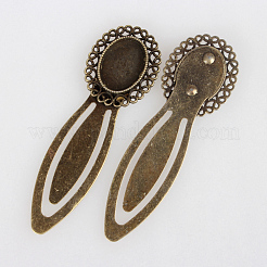Tibetsilber Antik Bronze Farbe Eisen Lesezeichen mit Cabochon Fassungen X-PALLOY-N0084-15AB-NF