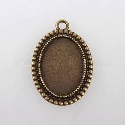 Tibetischen Stil Anhänger cabochon Fassungen mit antiken metallic Farbe und erhöht Skulptur sind voller Retro-Stil X-TIBEP-M018-105AB-NF