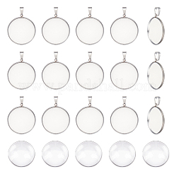 30 Stück Cabochon-Fassungen für Anhänger aus Edelstahl 304 FIND-UN0001-80