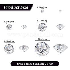 100 Stück 5 Stile Diamantform Grade AAA Zirkonia Cabochons ZIRC-BBC0002-98