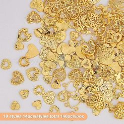 140 Stück Herz in 10 Stilen mit strukturierten Cabochons aus Legierung MRMJ-OC0002-65-RS