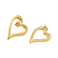 Ohrstecker aus hohlem Herz aus Edelstahl 304 für Damen EJEW-U020-19G