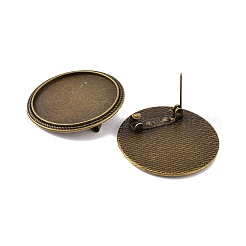 Flache runde tibetischer Stil Brosche Fassungen für Cabochon TIBE-S178-AB-NR