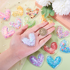 50 Stück Herz-PVC- und Kunststoff-Pailletten-Shaker-Cabochons KY-CJ0001-45
