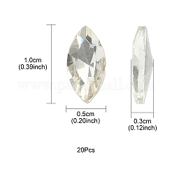 20 Stück spitz zulaufende Glas-Strass-Cabochons RGLA-YW0002-01