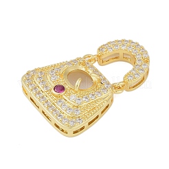 Cabochon-Anhänger mit Mikropavé aus Messing mit klaren Zirkonia-Anhängern KK-U026-06G