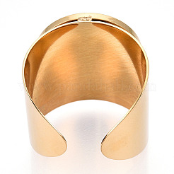 Offener Manschettenfingerring aus Edelstahl 304 mit Cabochon-Fassungen STAS-T060-03G