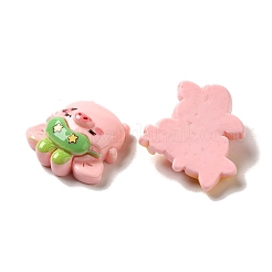 Deko-Cabochons aus undurchsichtigem Harz mit Schweinmotiv RESI-E053-04