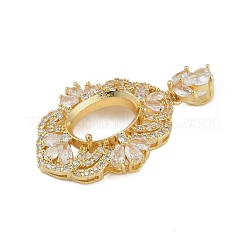 Blume Messing Micro Pave klare Zirkonia Anhänger Cabochon Einstellungen KK-U026-16G