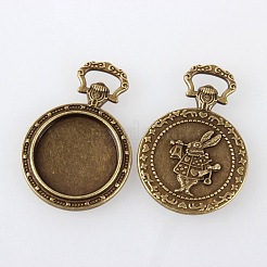 Tibetischen Stil Legierung geschnitzte Kaninchen Anhänger Cabochon Einstellungen TIBEP-M018-55AB-NF