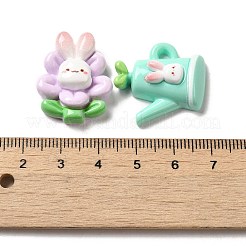 Cartoon Kaninchen Thema undurchsichtige Harz Decoden Cabochons RESI-R443-04