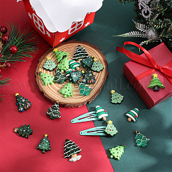 60 Stück 10 Stile Weihnachtsmotiv opake Harz Decoden Cabochons RESI-SC0005-65