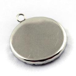 Anlaufgeschützter Anhänger aus Edelstahl 304 mit Cabochon-Fassungen und offener Rückseite STAS-Q194-15