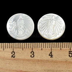 Geschnitzte natürliche weiße Muschel-Cabochons SSHEL-N038-06B-01
