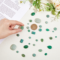 32 Stück 12 Stile natürliche grüne Aventurin-Cabochons G-FH0002-19