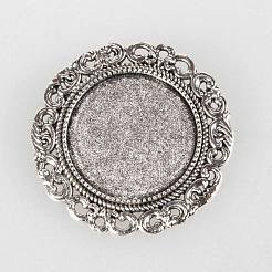 Tibetischer Stil Legierung brosche Fassungen für Cabochon PALLOY-N0085-70AS