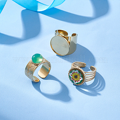 3 stücke 3 arten 304 edelstahl offene manschette finger ring cabochon einstellungen STAS-UN0059-66G