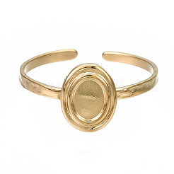 Offener Manschettenfingerring aus Edelstahl 304 mit Cabochon-Fassungen STAS-T060-11G