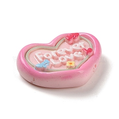 Herz Cartoon Wort für immer Liebe opak Harz Decoden Cabochons RESI-R447-02A