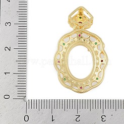 Ovale Messing Micro Pave klare Zirkonia Anhänger Cabochon Fassungen KK-U026-07G