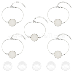 5 Stück 304 Edelstahl flache runde Cabochon-Fassung Armbänder DIY-BBC0001-72