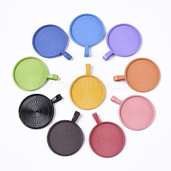 Sprühfarbe Legierung Anhänger Cabochon Fassungen PALLOY-R120-04