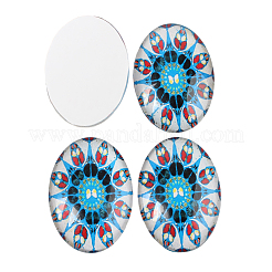 Mosaik bedruckten Glas ovalen Cabochons GGLA-N003-18x25-G