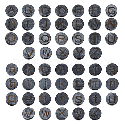 26 Stück 26 Stile flach rund mit Buchstaben Holz Cabochons WOOD-GA0001-28