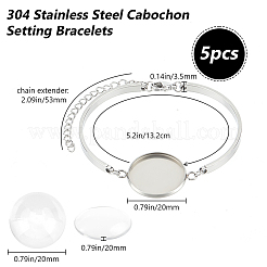 5 Stück 304 Edelstahl flache runde Cabochon-Fassung Armbänder DIY-BBC0001-72