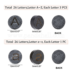 26 Stück 26 Stile flach rund mit Buchstaben Holz Cabochons WOOD-GA0001-28