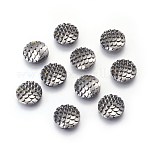Cabuchones de resina, redonda plana con escala de pescado de sirena, gris oscuro, 12x3mm