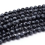 Schneeflocken-Obsidian natürliche runde Perle Stränge, 6 mm, Bohrung: 1 mm, ca. 60 Stk. / Strang, 15 Zoll