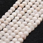 Chapelets de perles en agate fou naturel, ronde, blanc, 4mm, Trou: 1mm, Environ 96 pcs/chapelet, 14.9 pouce ~ 15.1 pouces