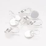 Brass Leverback Earring Findings, Lead Free and Cadmium Free, Silver Color Plated, 30x18mm, Tray: 16mm