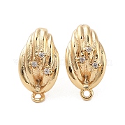 Серьги-гвоздики из латуни с прозрачным фианитом KK-G491-57C-G