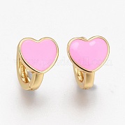 Серьги-кольца Huggie из латуни с эмалью EJEW-L231-61C