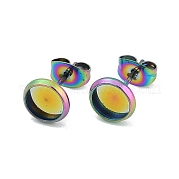 Плоские круглые серьги-гвоздики из нержавеющей стали 304 STAS-I323-6mm-RC