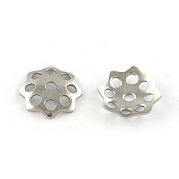8-Petal Hollow Flower Smooth Surface 304 Stainless Steel Bead Caps STAS-R065-55