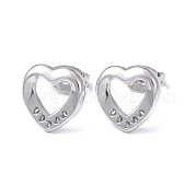304 Stainless Steel Hollow Out Heart Stud Earring Finding EJEW-I285-08P