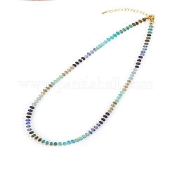 Bunte Halsketten aus natürlichem Lapislazuli, Sodalith, Apatit und gefärbtem Howlith mit Unterlegscheibe-Perlen für den Sommer-Strand-Stil, golden, 16.54 Zoll (42 cm)