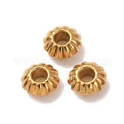 Cuentas espaciadoras de acero inoxidable 304, revestimiento de iones (ip), rondelle corrugado, real 18k chapado en oro, 5x2.5mm, agujero: 1.6 mm