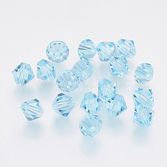 Abalorios de cristal austriaco de imitación, aaa grado, k9 vidrio, facetados, bicono, cian, 6x6mm, agujero: 0.7~0.9 mm