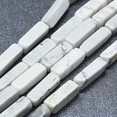 Abalorios naturales howlite hebras, cuboides, 12.5~13.5x3~5x3~4.5mm, agujero: 1 mm, aproximamente 30~32 pcs / cadena, 15.1~15.9 pulgada (38.5~40.5 cm)