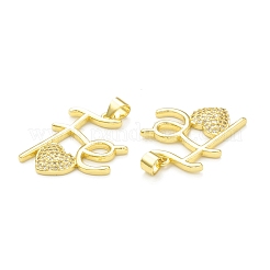 Placage de crémaillère en laiton micro pavé pendentifs en zircone cubique claire&nbsp;KK-C011-07G
