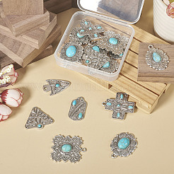 16 pièces 8 styles pendentifs turquoise synthétiques&nbsp;FIND-TA0002-15